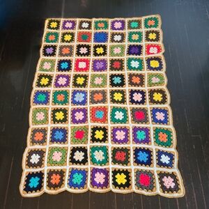 Handmade Crochet Granny Rectangular Colorful Throw Blanket